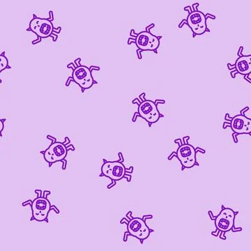 Beast monster alien line vector seamless pattern Stockillustratie