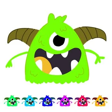 Beast monster with horns vector cartoon graphic Stock Illustration
