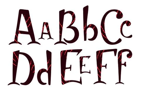Beast scratch alphabet - a, b, c, d, e, f letters Stock Illustration