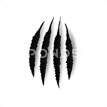 Beast scratch claw tear off paper isolated trace Illustration #170682288