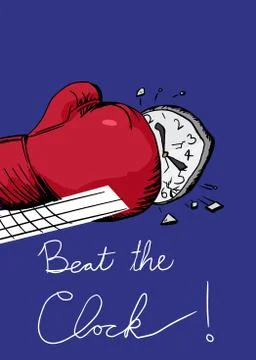Beat the Clock Over Blue Stock Illustration