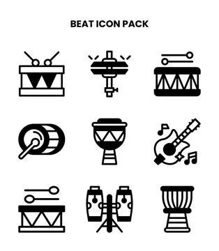Beat DuoTone Bundle Icons Pack 스톡 일러스트