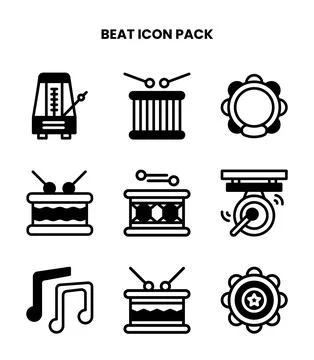 Beat DuoTone Set Icons Pack Stock Illustration