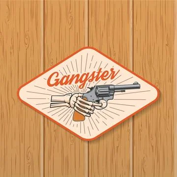 Beat first or be beaten. Classic American gangster badge, patch, sticker de.. Stock Illustration
