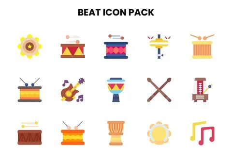 Beat Flat Bundle Icons Pack Stock Illustration