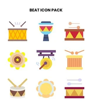 Beat Flat Bundle Icons Pack Stock Illustration