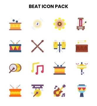 Beat Flat Graphics Icons Pack Stock Illustration
