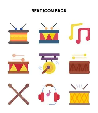 Beat Flat Icons Pack Stock Illustration