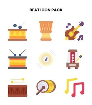 Beat Flat Icons Pack Stock Illustration