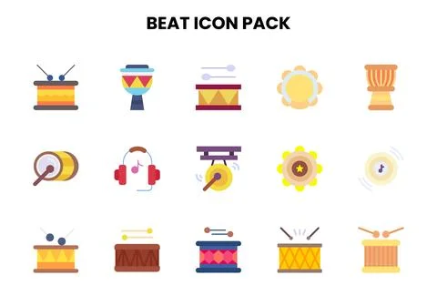 Beat Flat SVG Icons Pack Stock Illustration