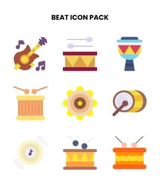 Beat Flat SVG Icons Pack Stock Illustration