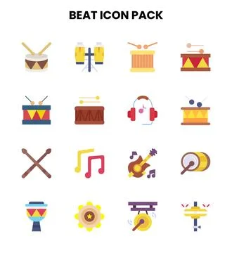 Beat Flat UI Icons Pack Stock Illustration