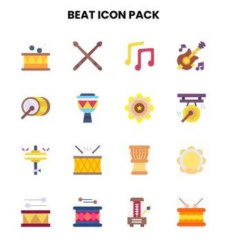 Beat Flat Vector Icons Pack Stock Illustration