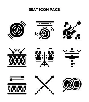 Beat Glyph Bundle Icons Pack Stock Illustration