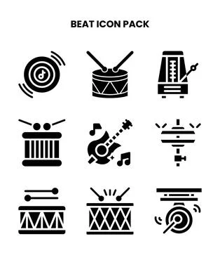 Beat Glyph Bundle Icons Pack Stock Illustration