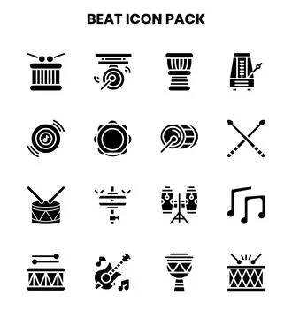 Beat Glyph Bundle Icons Pack Stock Illustration