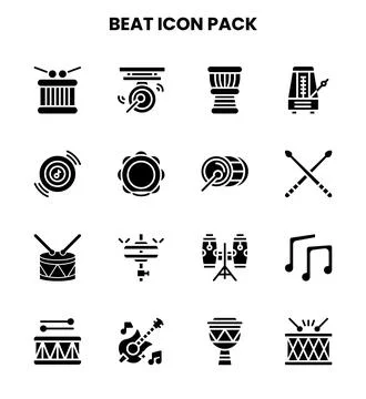 Beat Glyph UI Icons Pack Stock Illustration