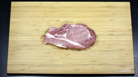 Beat hands raw steak Stock Footage 66364074