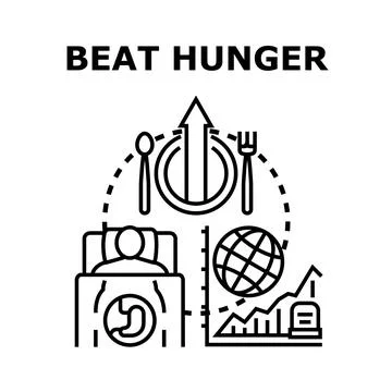 Beat hunger global problem solving concept Stock Illustration