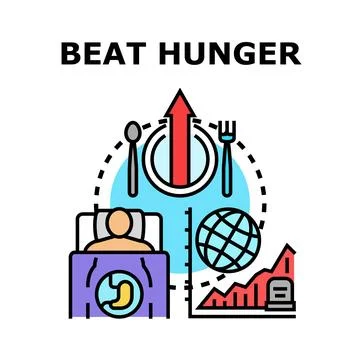 Beat hunger global problem solving concept 스톡 일러스트
