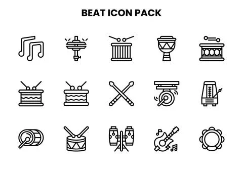 Beat Line Bundle Icons Pack Stock Illustration