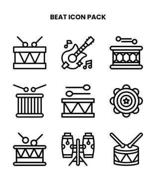 Beat Line Collection Icons Pack Stock Illustration