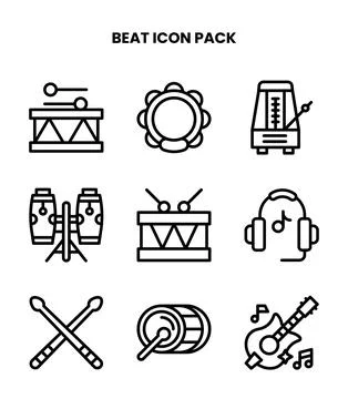 Beat Line Design Icons Pack Stock Illustration