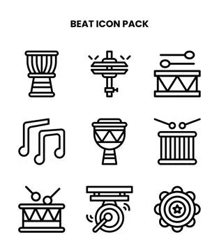 Beat Line Icons Pack Stock Illustration