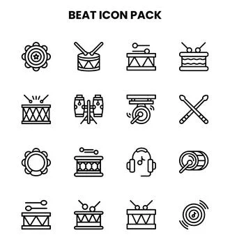 Beat Line Scalable Icons Pack Stock Illustration