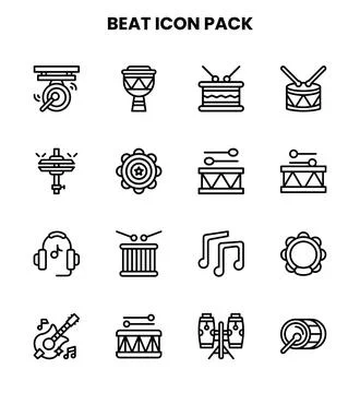 Beat Line Set Icons Pack Stock Illustration