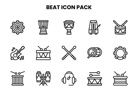 Beat Line UI Icons Pack Stock Illustration