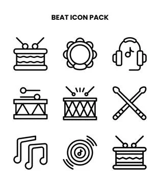 Beat Line UI Icons Pack Stock Illustration