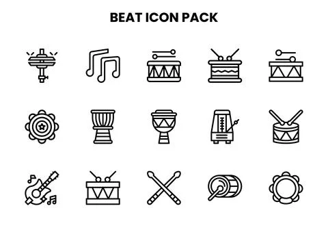 Beat Line Vector Icons Pack Stock Illustration