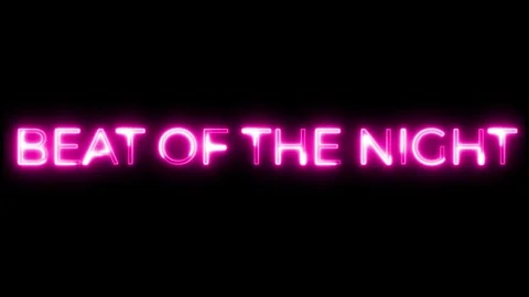 Beat Of The Night Neon Text Animation Stock Footage 328501847