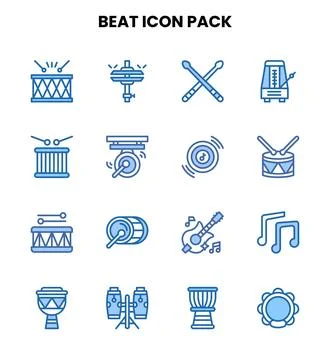 Beat Two Colour Bundle Icons Pack Stock Illustration