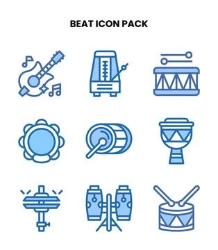Beat Two Colour Collection Icons Pack Stock Illustration