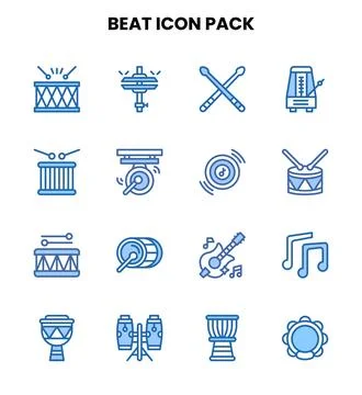 Beat Two Colour Collection Icons Pack Stock Illustration