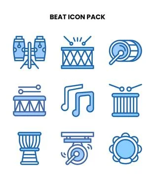 Beat Two Colour Design Icons Pack Stock Illustration