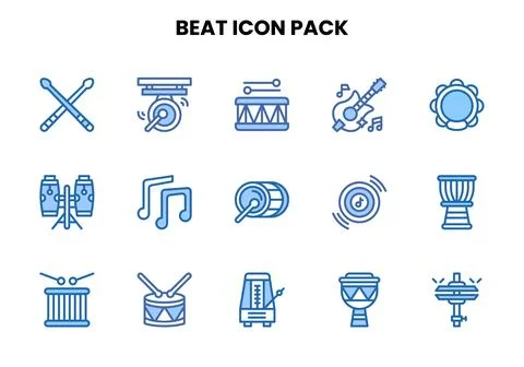 Beat Two Colour Graphics Icons Pack Stock Illustration