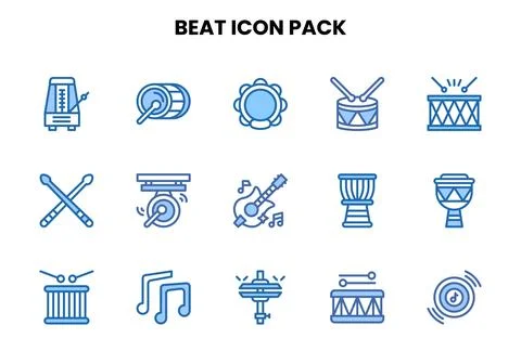 Beat Two Colour Graphics Icons Pack Stock Illustration