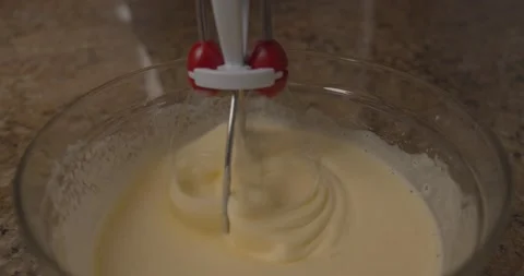 Beater egg batter baking bowl Stock Footage 147259248
