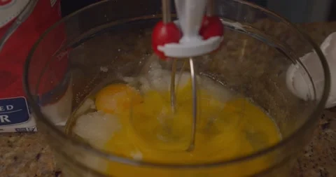 Beater egg sugar baking bowl Stock Footage 147259345