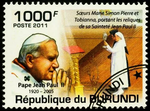 Beatification of Pope John Paul II on postage stamp Foto stock