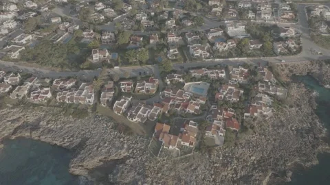 Beatiful aereal drone view of Cap D'Artrutx, Menorca, Balearic Islands - DLog Stock Footage 246489495