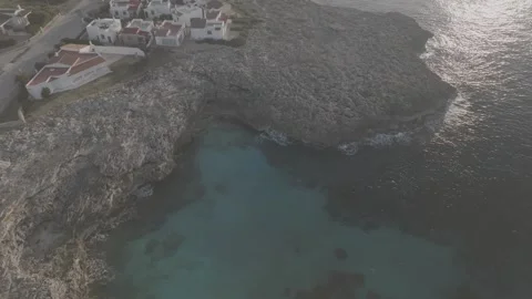 Beatiful aereal drone view of Cap D'Artrutx, Menorca, Balearic Islands - DLog Stock Footage 246489542