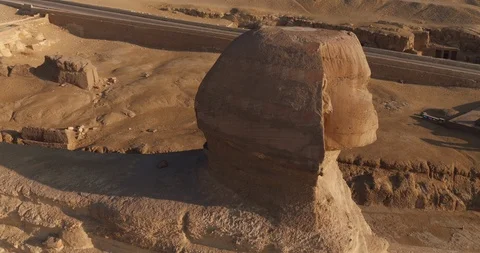 Beatiful Aerial view of the Sphinx in Egypt Stock Footage 99534608