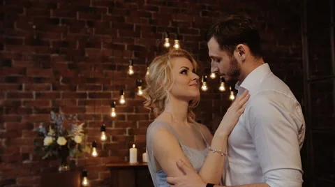 Beatiful bride and groom in the stylish interior. Serenity Stock Footage 61940194