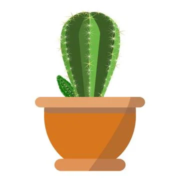 Beatiful green cactus plant vector in fachion flower pot isolated on white ba Stock Illustration