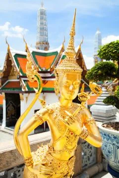 Beatiful Kinnaree statue in Thai temple Stock Photos