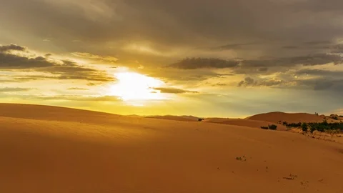 Beatiful landscape in desert at sunset, timelapse Stock Footage 124110576